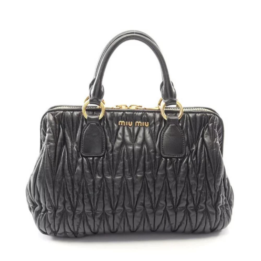 Miu Miu Matelasse Handbag Leather Black